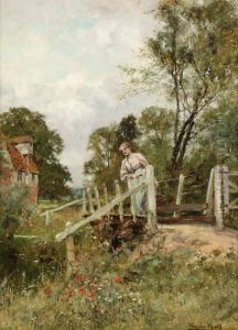 Flicka Vid Vattendrag by Henry John Yeend King