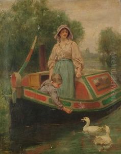 Mother And Child On A Canal Barge Mother And Child On A Canal Barge