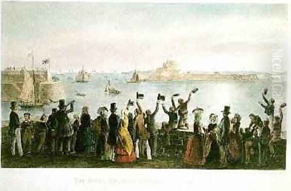 The Royal Squadron Entering St. Aubins Bay, 2nd September 1846, from the Visit of Queen Victoria in Jersey, engraved by H. Walter, 1847 - view 1