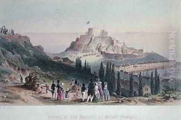 Arrival of Her Majesty at Mount Orgueil, 3rd September 1846, from the Visit of Queen Victoria in Jersey, engraved by H. Walter, 1847 - view 1