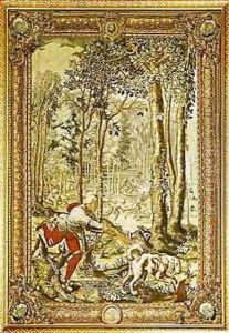 Virgo the Bloodhound Hunting Deer from the Tenture des Chasses de Maximilien by Orley, Bernard van