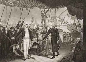 Lord Viscount Duncans Victory illustration from Englands Battles by Sea and Land by William Orme