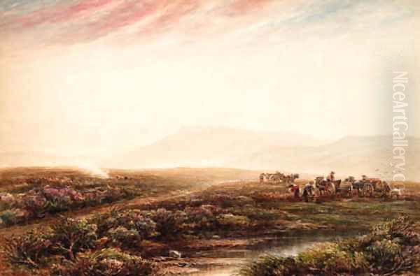 Carting peat on a Yorkshire moor - view 1