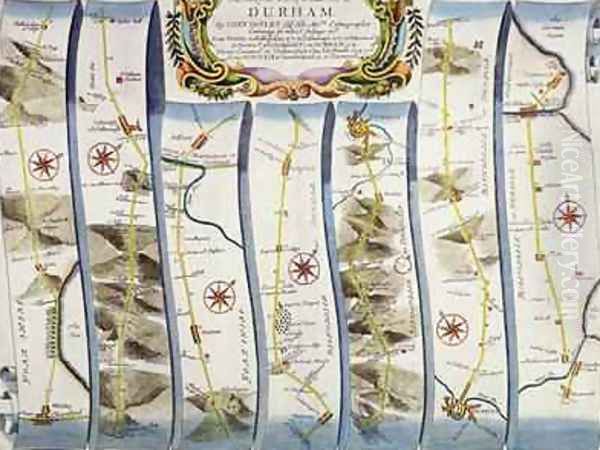 Road from Whitby to Durham from John Ogilbys Britannia 1675 - view 1