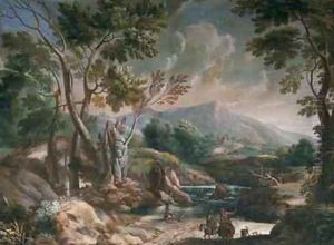 Landscape with Passersby on Donkeys by Crescenzio Onofri