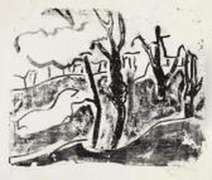 Bluhende Kirschbaume. by Ernst Ludwig Kirchner
