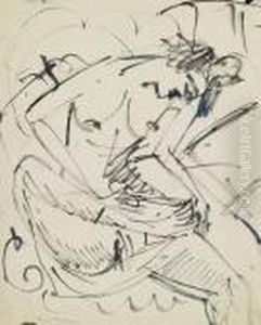 Fuswaschender Weiblicher Akt (akt Bei Der Pedikure). by Ernst Ludwig Kirchner