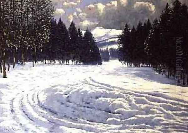 Sleigh Tracks in a Snowy Clearing - view 1