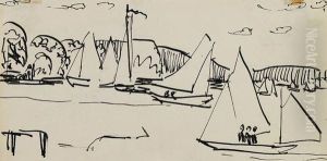 Am Muggelsee, Segelboote by Ernst Ludwig Kirchner