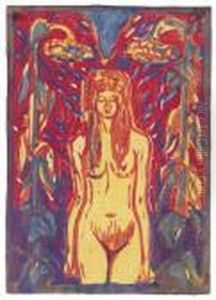 Akt Unter Sonnenblumen by Ernst Ludwig Kirchner
