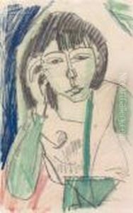 Erna Von Vorne,brustbild by Ernst Ludwig Kirchner