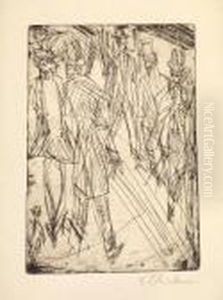 Strassenszene Mit Hundchen by Ernst Ludwig Kirchner