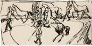 Rekrutenausbildung In Der Reithalle Der Kaserne Inhalle by Ernst Ludwig Kirchner