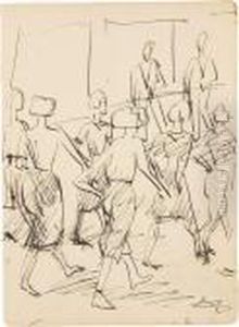 Frauengruppeanlasslich Des
Umzuges Fur Die 500 Jahrfeier Des Zehngerichtebundes In Davos by Ernst Ludwig Kirchner