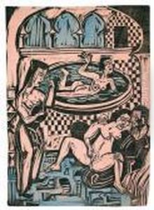 Badeszene Zu "die Drei Madchen Und Der Lasttrager"