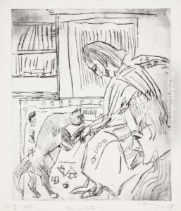 Frau Und Katze by Ernst Ludwig Kirchner