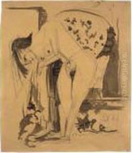 Sich Buckender Akt Im Raum by Ernst Ludwig Kirchner