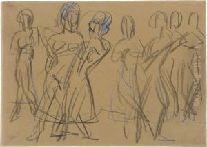 Tanzgruppe Der Mary-wigman-schule Indresden by Ernst Ludwig Kirchner