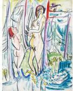 Zwei Akte Im Wald by Ernst Ludwig Kirchner