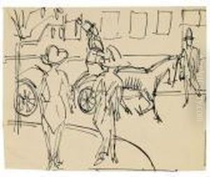 Strasenszene. by Ernst Ludwig Kirchner
