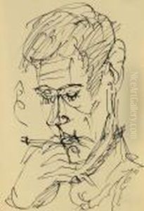 Mannerkopf Rauchend. by Ernst Ludwig Kirchner