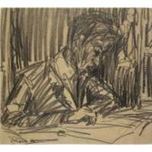 Selbstbildnis Zeichnend (self-portrait) by Ernst Ludwig Kirchner