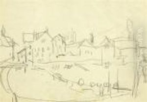 Sketch For The Woodcut "alte Muhlen, Zurich" by Ernst Ludwig Kirchner
