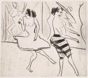 Tanzerinnen Im Atelier. by Ernst Ludwig Kirchner
