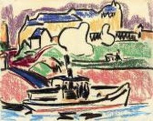 Flussdampfer by Ernst Ludwig Kirchner