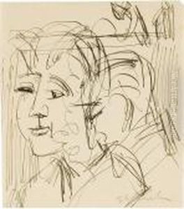 Mannlicher Undweiblicher Kopf by Ernst Ludwig Kirchner