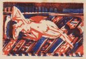 Liegendes Madchen Mit Katze by Ernst Ludwig Kirchner