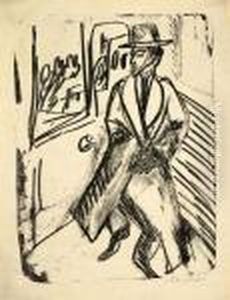 Reisender Im Coupe by Ernst Ludwig Kirchner