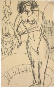 Frau Bei Der Toilette by Ernst Ludwig Kirchner