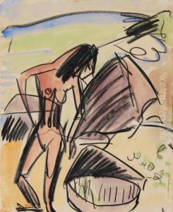 Weiblicher Akt Am Strandvon Fehmarn by Ernst Ludwig Kirchner