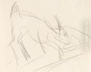 Absteigende Kuh by Ernst Ludwig Kirchner