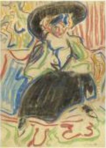 Sitzendes Madchen Mit Hut (seated Girl With A Hat) by Ernst Ludwig Kirchner