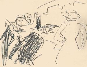 Tanzendes Paar Mit Zuschauerin by Ernst Ludwig Kirchner