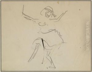 Tanzerin Mit Erhobenen Armen by Ernst Ludwig Kirchner