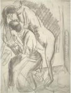 Zwei Frauen Bei Der Toilette (zwei Madchen Am Toilettentisch) by Ernst Ludwig Kirchner