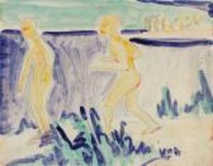 Zwei Badende An Den Moritzburger Teichen by Ernst Ludwig Kirchner