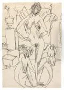 Zwei Badende Im Atelier