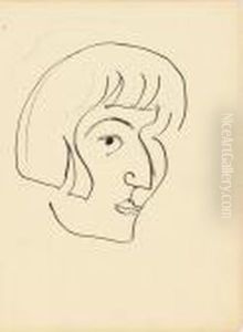 Kopf Lotte Rohner. - Die Geigerin Lotte Rohner. by Ernst Ludwig Kirchner