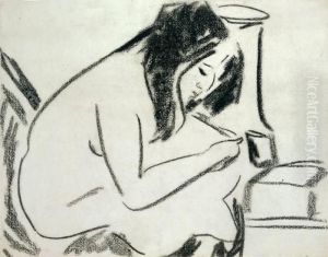 Sitzender Weiblicher Akt by Ernst Ludwig Kirchner