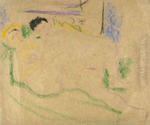 Zwei Liegende Akte by Ernst Ludwig Kirchner