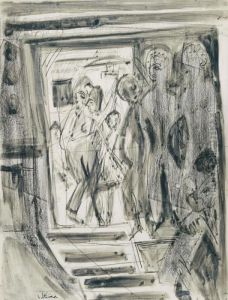 Interieur Mit Besuchern (treppenaufgang Im Wildboden-haus) by Ernst Ludwig Kirchner