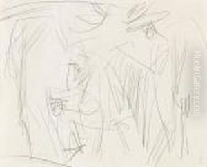Alpbauer Beim Melken by Ernst Ludwig Kirchner