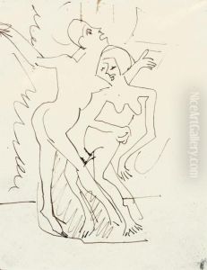 Zwei Tanzende Akte by Ernst Ludwig Kirchner