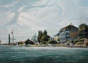 Bellevue Hotel and Pension on the Lac de Thoune by Wilhelm Ulrich Oppermann