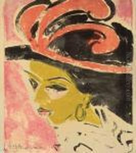 "kokottenkopf In Federhut" by Ernst Ludwig Kirchner