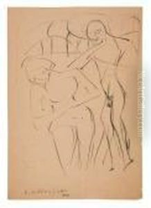 Akt Und Sitzenden Weib by Ernst Ludwig Kirchner